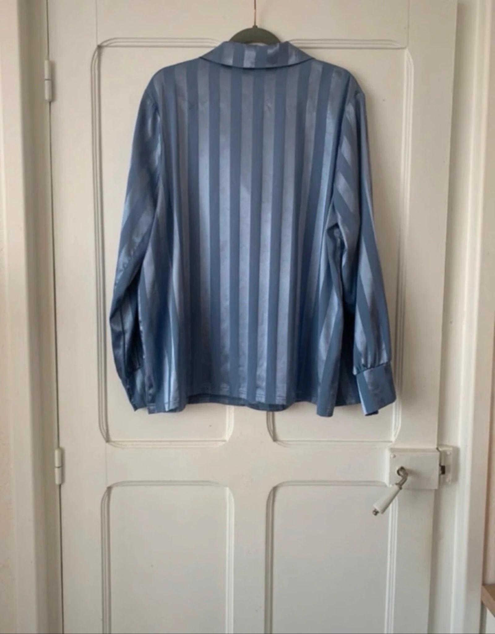 Blue Satin Stripe Blouse for Women - Size 2XL Curve – photo 2